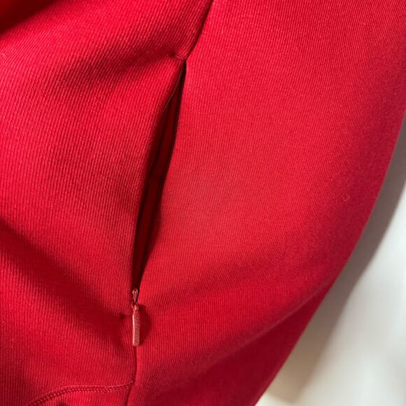 Athleta Cozy Karma Asym Weatshirt Dress Red Soft Fleece Lined Casual Women's M - Picture 9 of 16